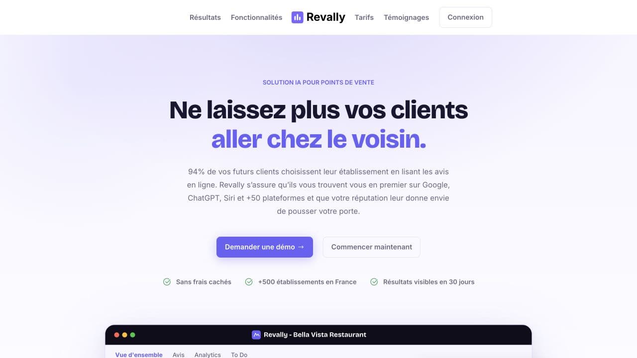 Revally homepage presenting its local visibility solution